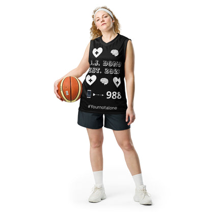 D.J. Domo "Mental Health 988" Unisex Basketball Jersey Black/White