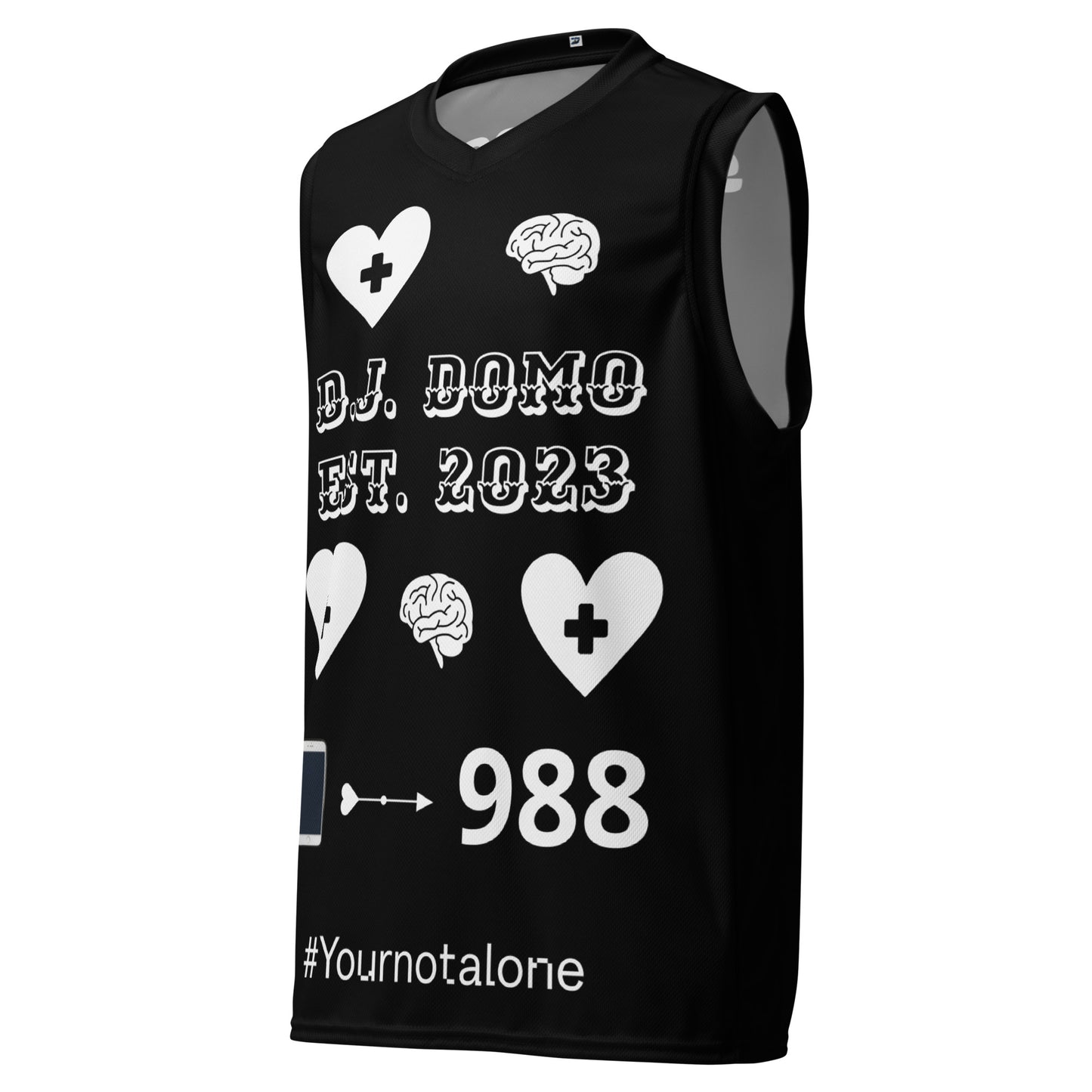 D.J. Domo "Mental Health 988" Unisex Basketball Jersey Black/White