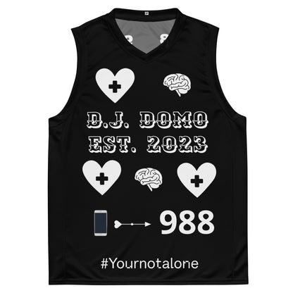 D.J. Domo "Mental Health 988" Unisex Basketball Jersey Black/White