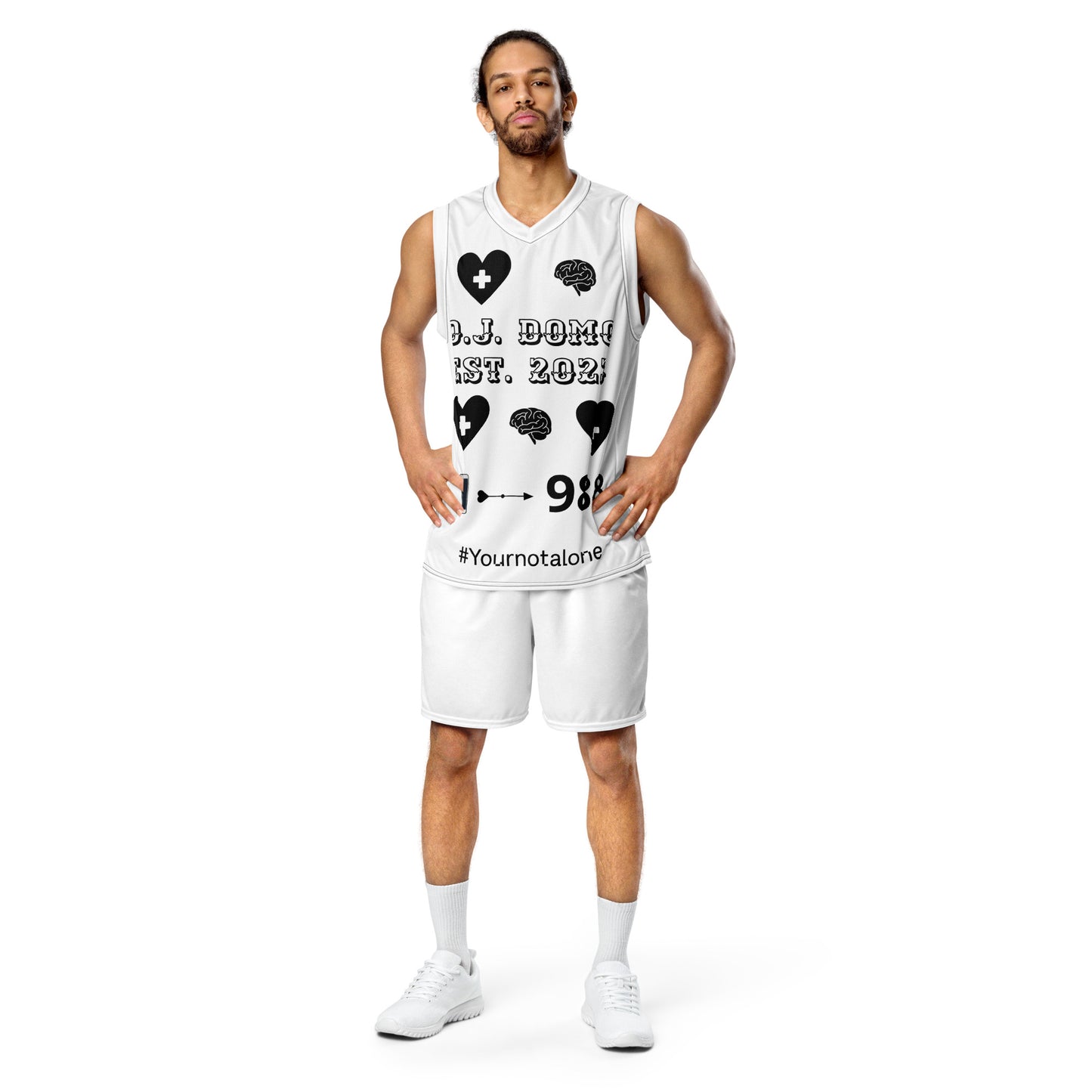 D.J. Domo "Mental Health 988" Unisex Basketball Jersey White/Black