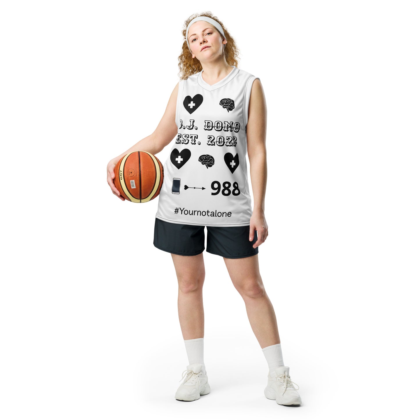 D.J. Domo "Mental Health 988" Unisex Basketball Jersey White/Black