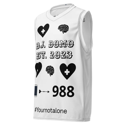 D.J. Domo "Mental Health 988" Unisex Basketball Jersey White/Black