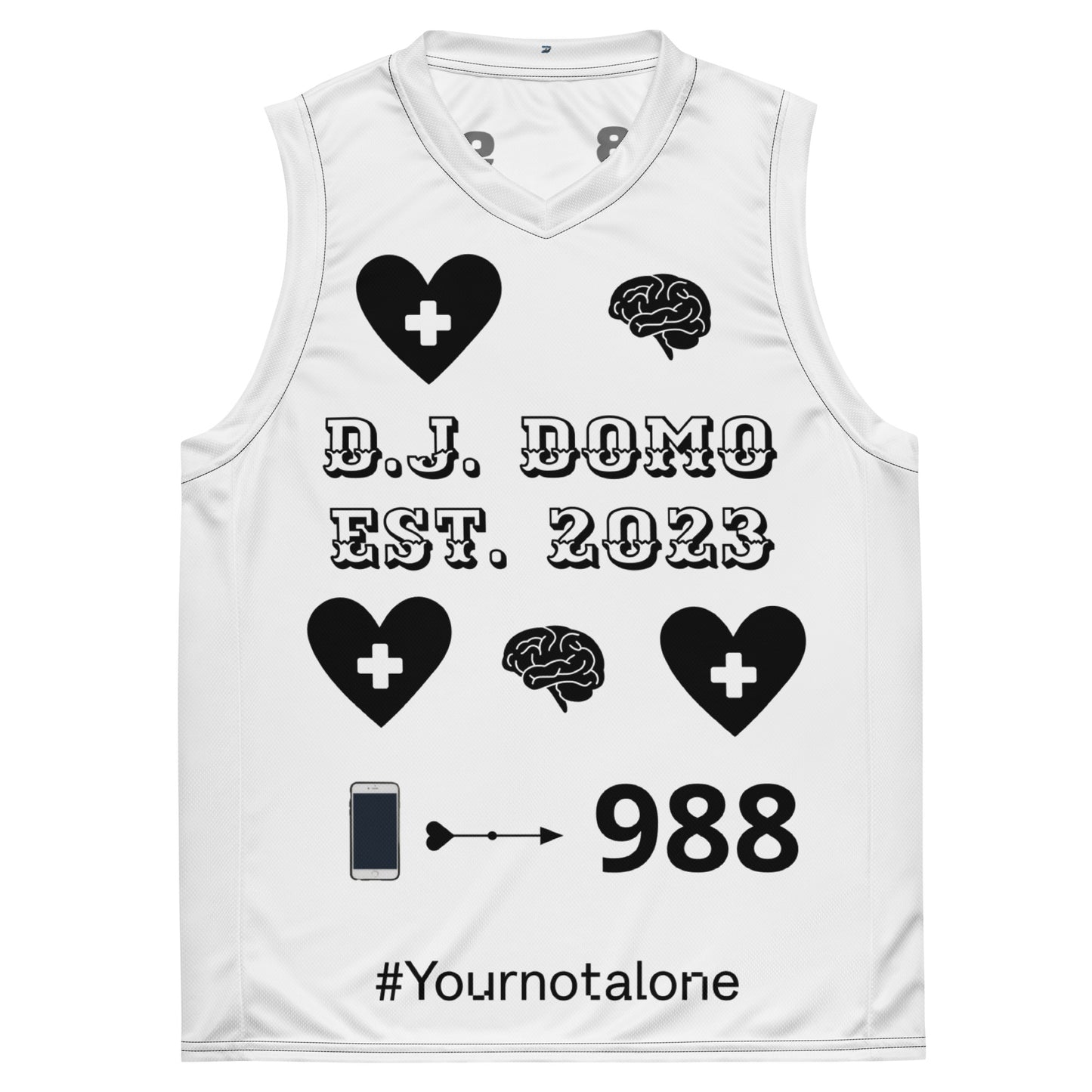 D.J. Domo "Mental Health 988" Unisex Basketball Jersey White/Black