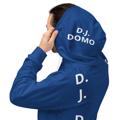 D.J. Domo "Est" Unisex Hoodie Dark Blue/White