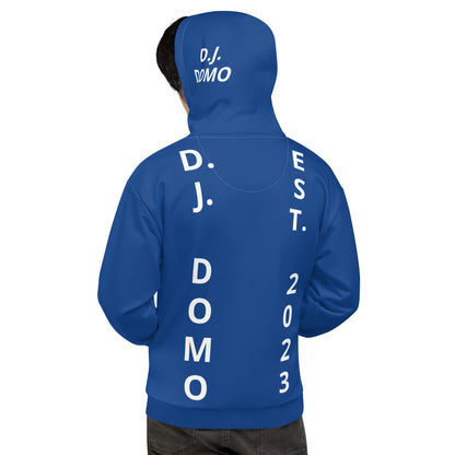 D.J. Domo "Est" Unisex Hoodie Dark Blue/White