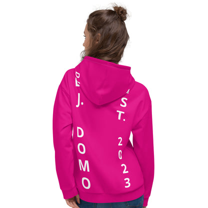 D.J. Domo "Est" Unisex Hoodie Pink/White