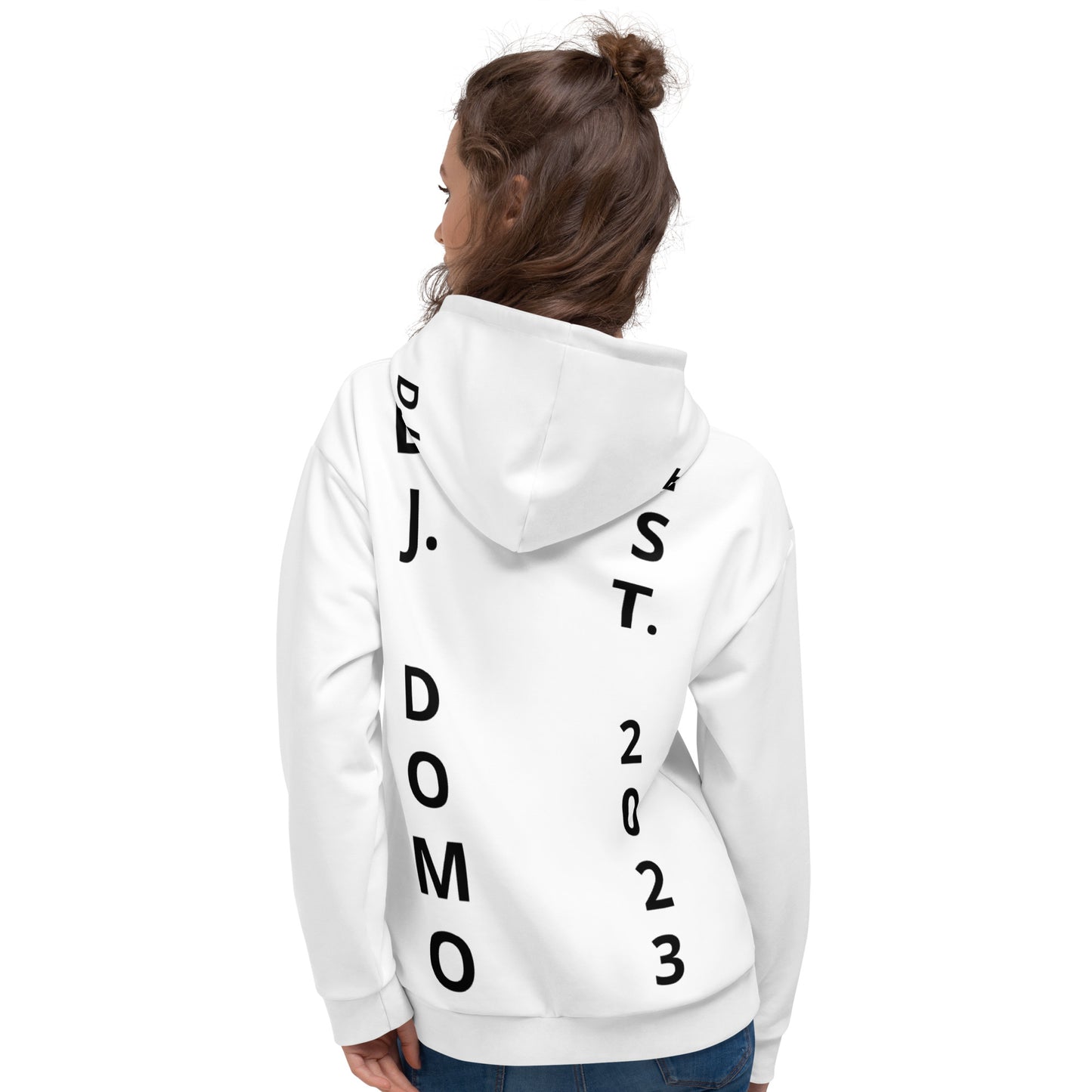 D.J. Domo "Est" Unisex Hoodie White/Black