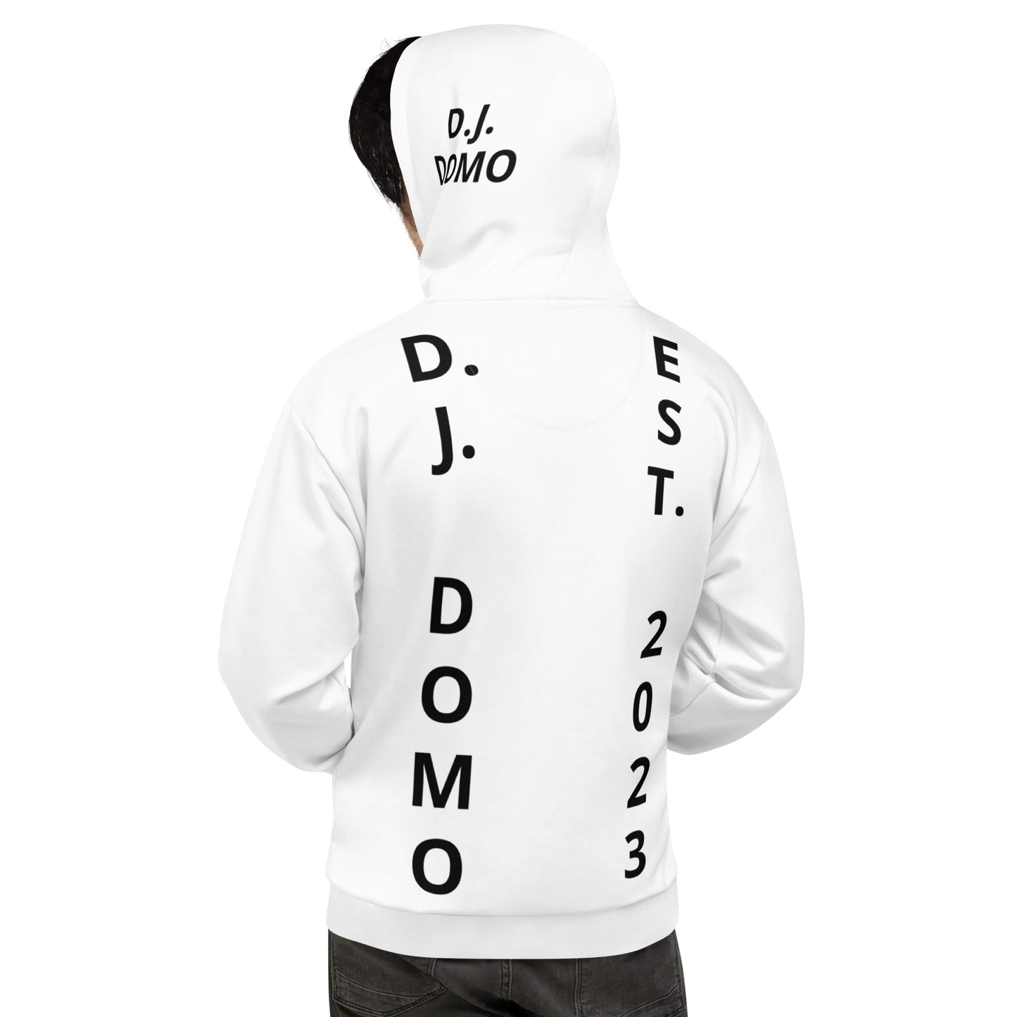 D.J. Domo "Est" Unisex Hoodie White/Black