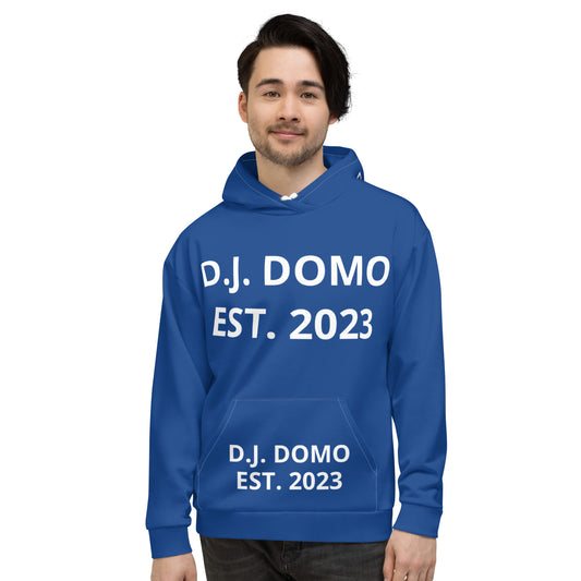 D.J. Domo "Est" Unisex Hoodie Dark Blue/White