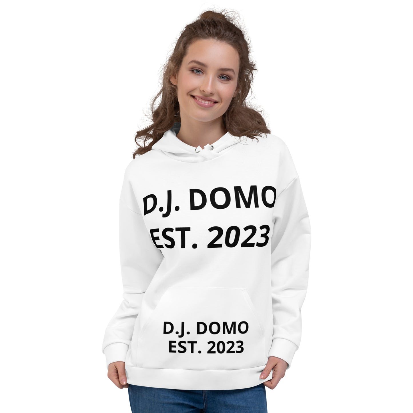 D.J. Domo "Est" Unisex Hoodie White/Black