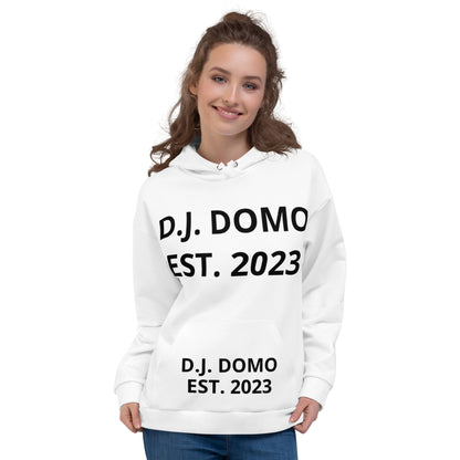 D.J. Domo "Est" Unisex Hoodie White/Black