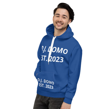 D.J. Domo "Est" Unisex Hoodie Dark Blue/White