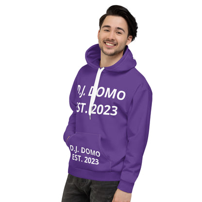 D.J. Domo "Est" Unisex Hoodie Purple/White