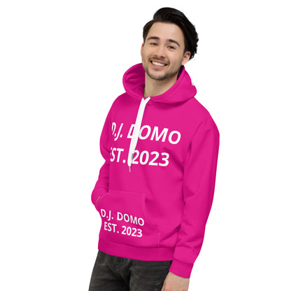 D.J. Domo "Est" Unisex Hoodie Pink/White