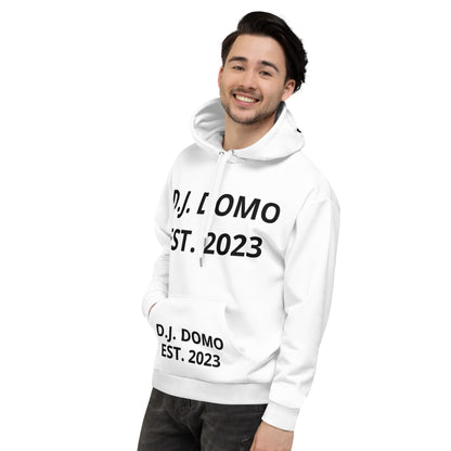 D.J. Domo "Est" Unisex Hoodie White/Black