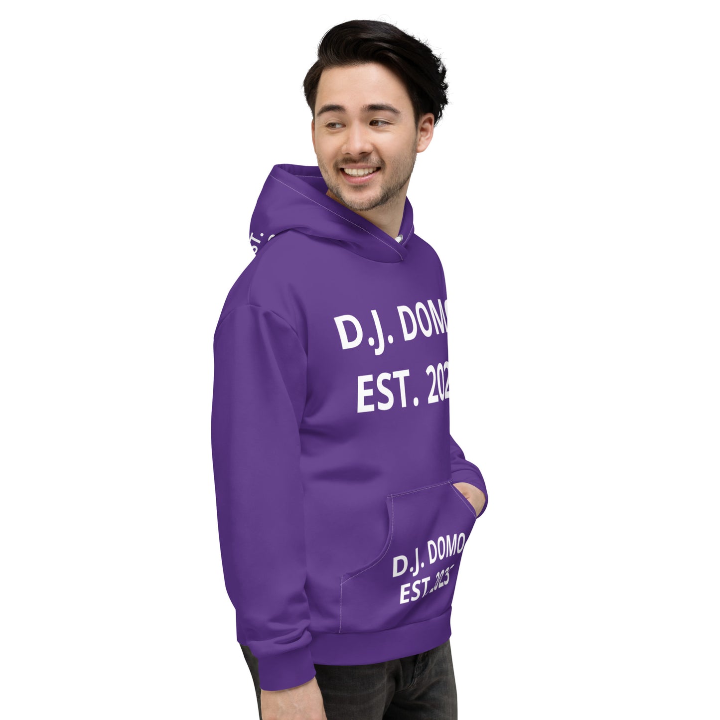 D.J. Domo "Est" Unisex Hoodie Purple/White