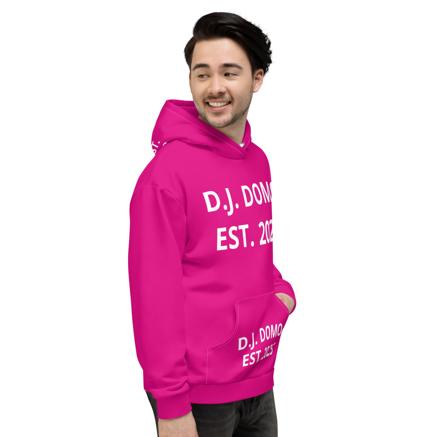 D.J. Domo "Est" Unisex Hoodie Pink/White