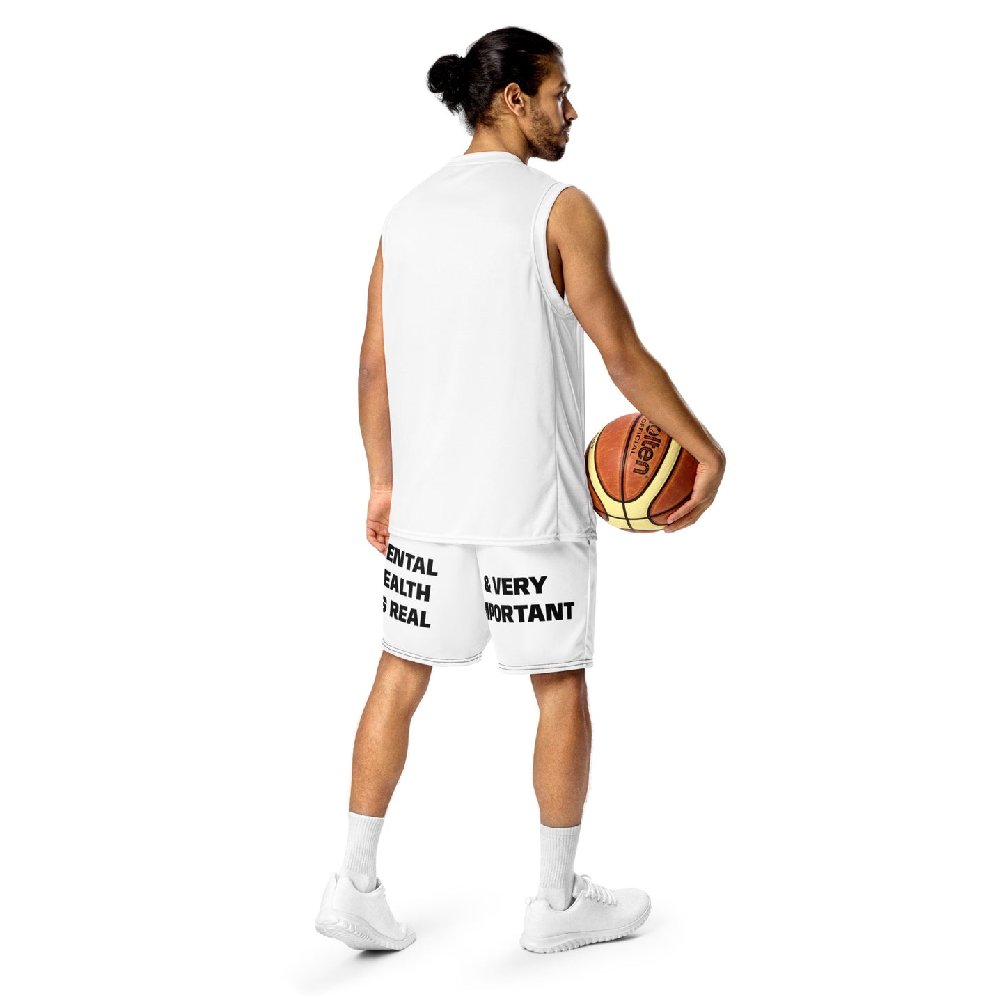 D.J. Domo "Mental Health yournotalone" Unisex Mesh Shorts White/Black