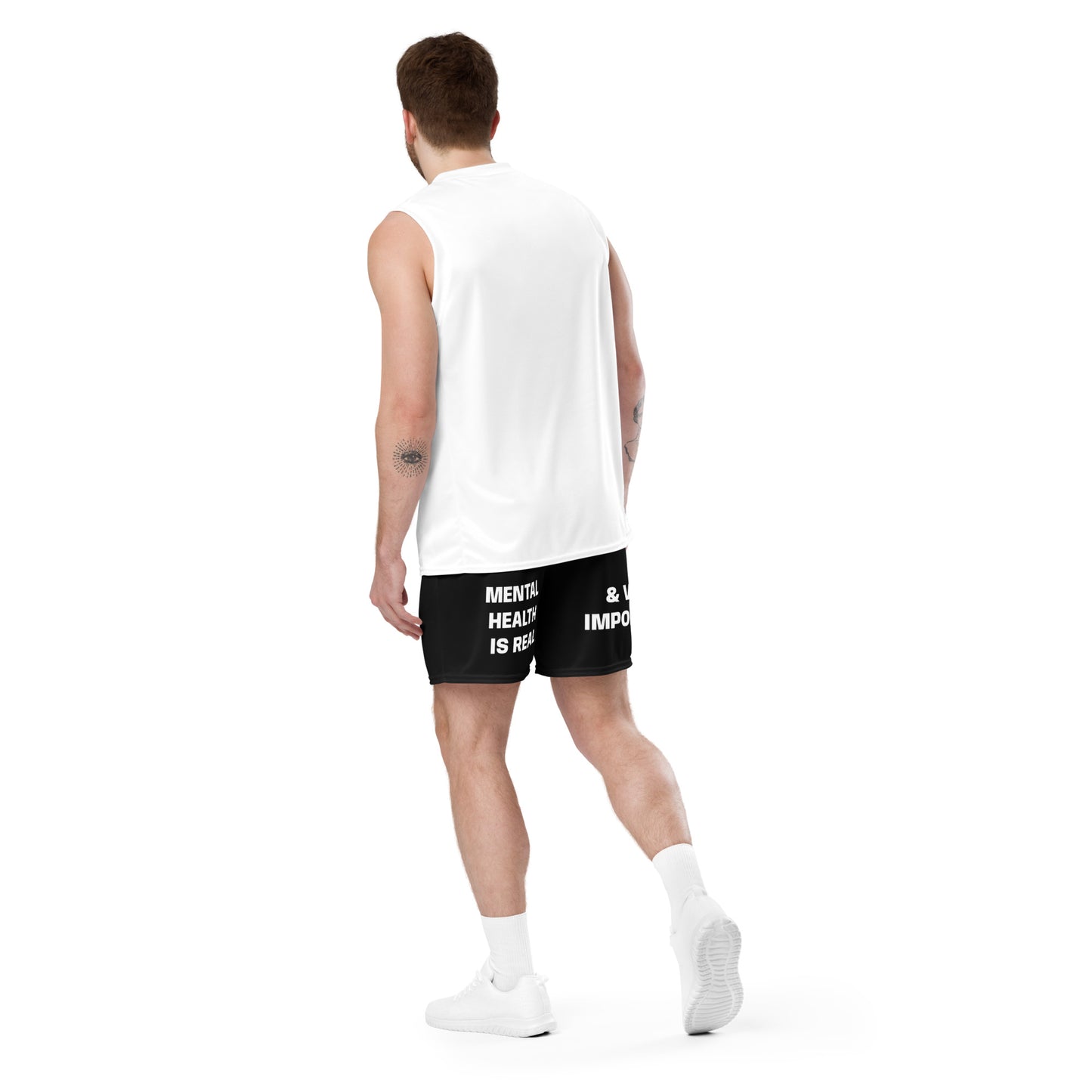 D.J. Domo "Mental Health yournotalone" Unisex Mesh Shorts Black/White