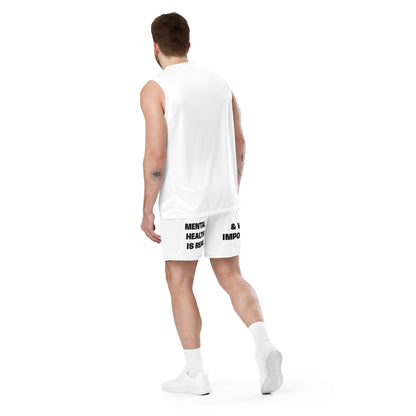 D.J. Domo "Mental Health 988" Unisex Mesh Shorts White/Black