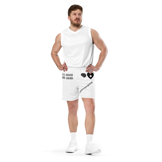 D.J. Domo "Mental Health yournotalone" Unisex Mesh Shorts White/Black