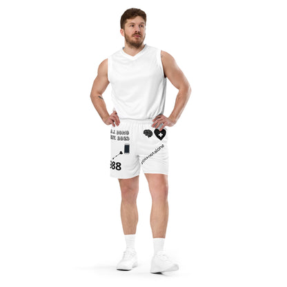 D.J. Domo "Mental Health 988" Unisex Mesh Shorts White/Black