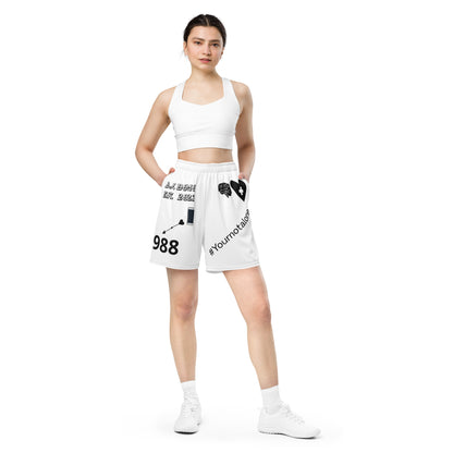 D.J. Domo "Mental Health 988" Unisex Mesh Shorts White/Black