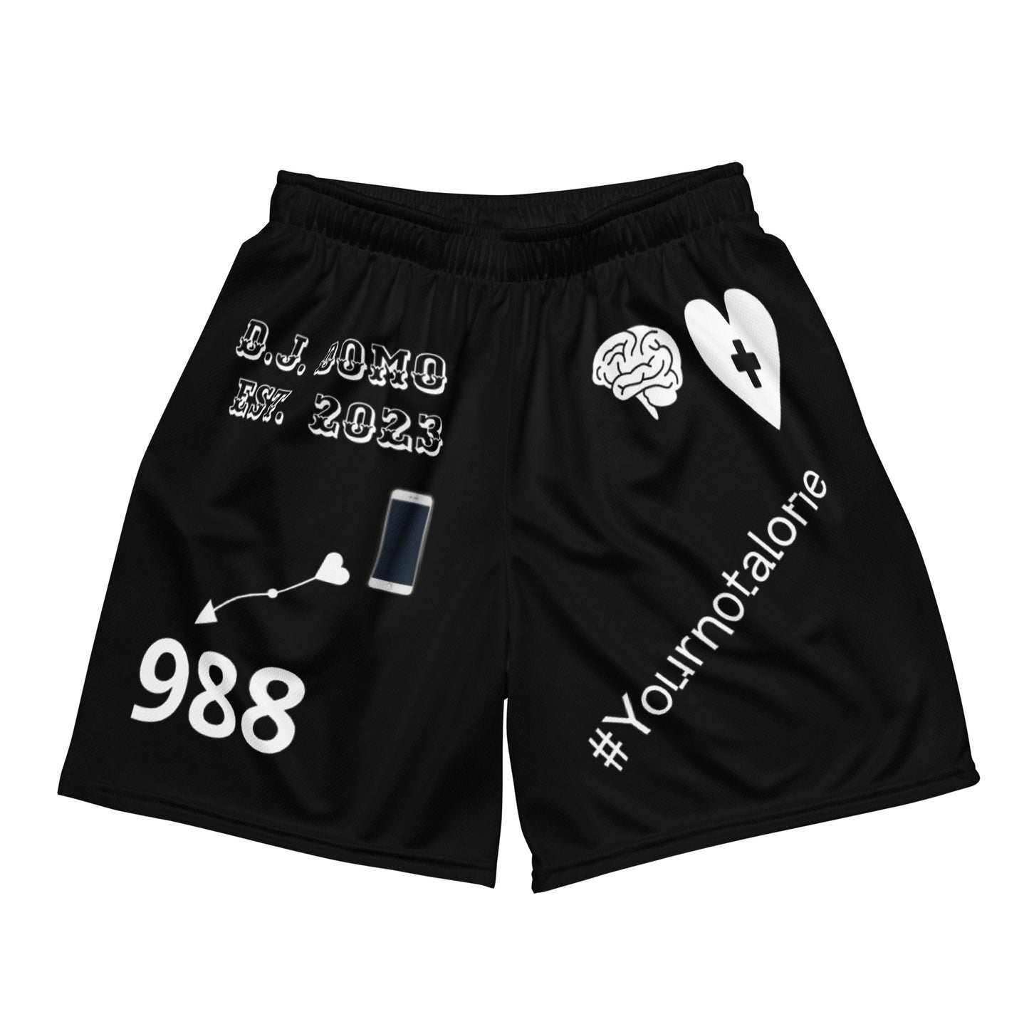 D.J. Domo "Mental Health 988" Unisex Mesh Shorts Black/White