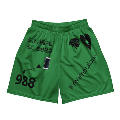 D.J. Domo "Mental Health 988" Unisex Mesh Shorts Green/Black