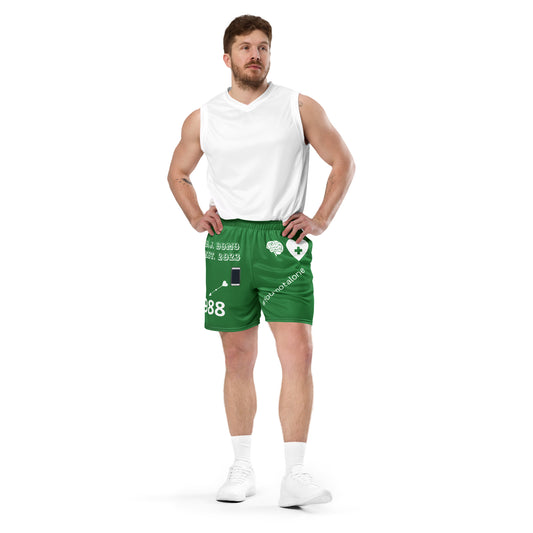 D.J. Domo "Mental Health 988" Unisex Mesh Shorts Green/White