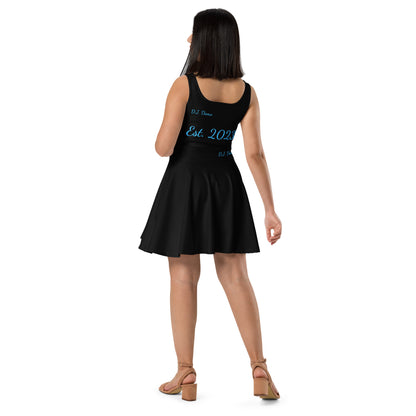 D.J. Domo "Cursive" Skater Dress Black/Light Blue