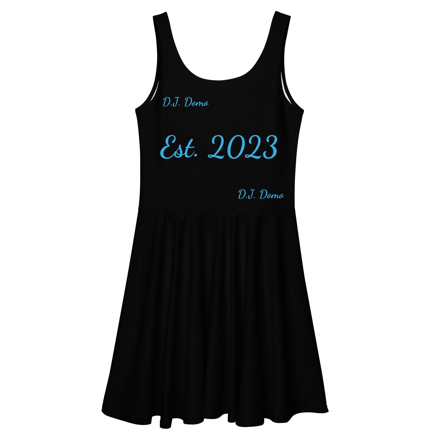 D.J. Domo "Cursive" Skater Dress Black/Light Blue