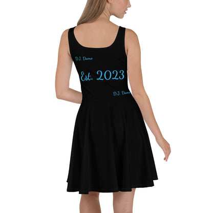 D.J. Domo "Cursive" Skater Dress Black/Light Blue