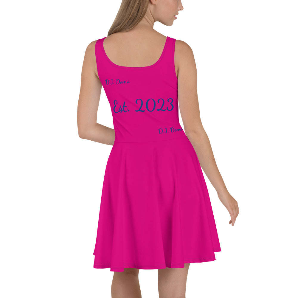 D.J. Domo "Cursive" Skater Dress Pink/Blue