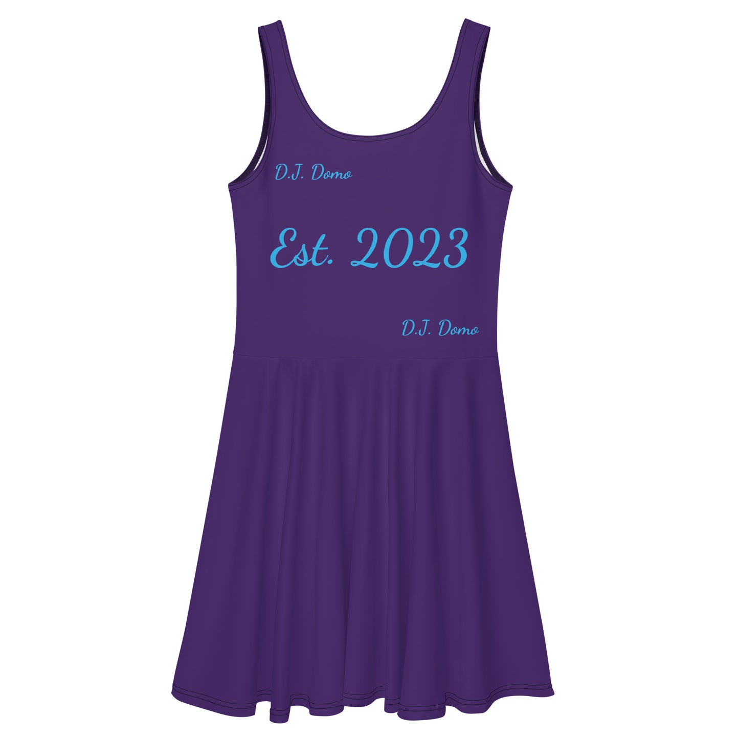 D.J. Domo "Cursive" Skater Dress Purple/Light Blue