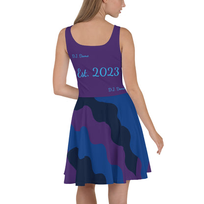 D.J. Domo "Cursive Bottom" Skater Dress Purple/Light Blue