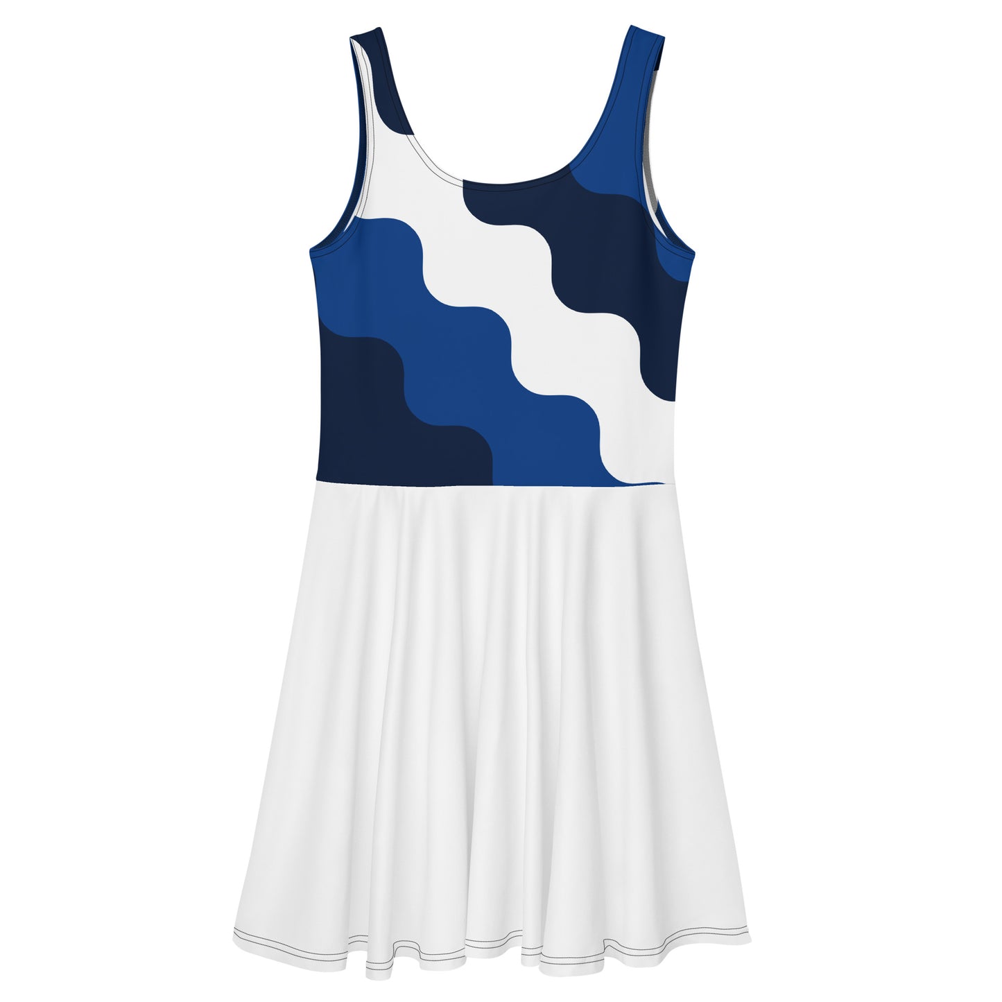 D.J. Domo "Cursive Top" Skater Dress White/Blue/Black