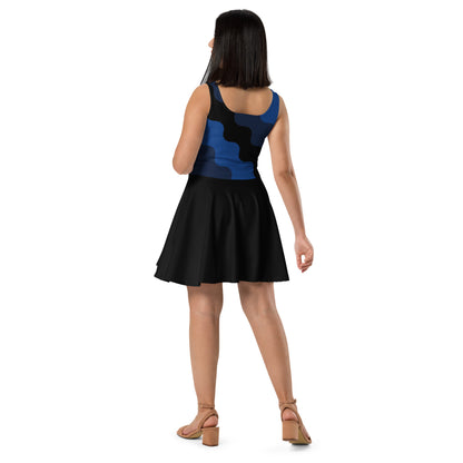 D.J. Domo "Cursive Top" Skater Dress Black/Blue/White