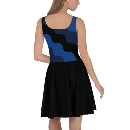 D.J. Domo "Cursive Top" Skater Dress Black/Blue/White