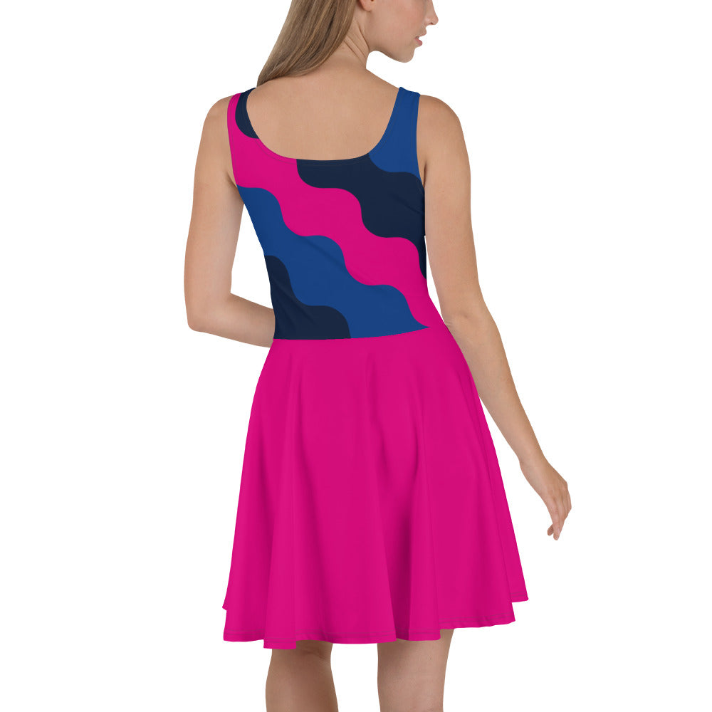 D.J. Domo "Cursive Top" Skater Dress Pink/Blue/White