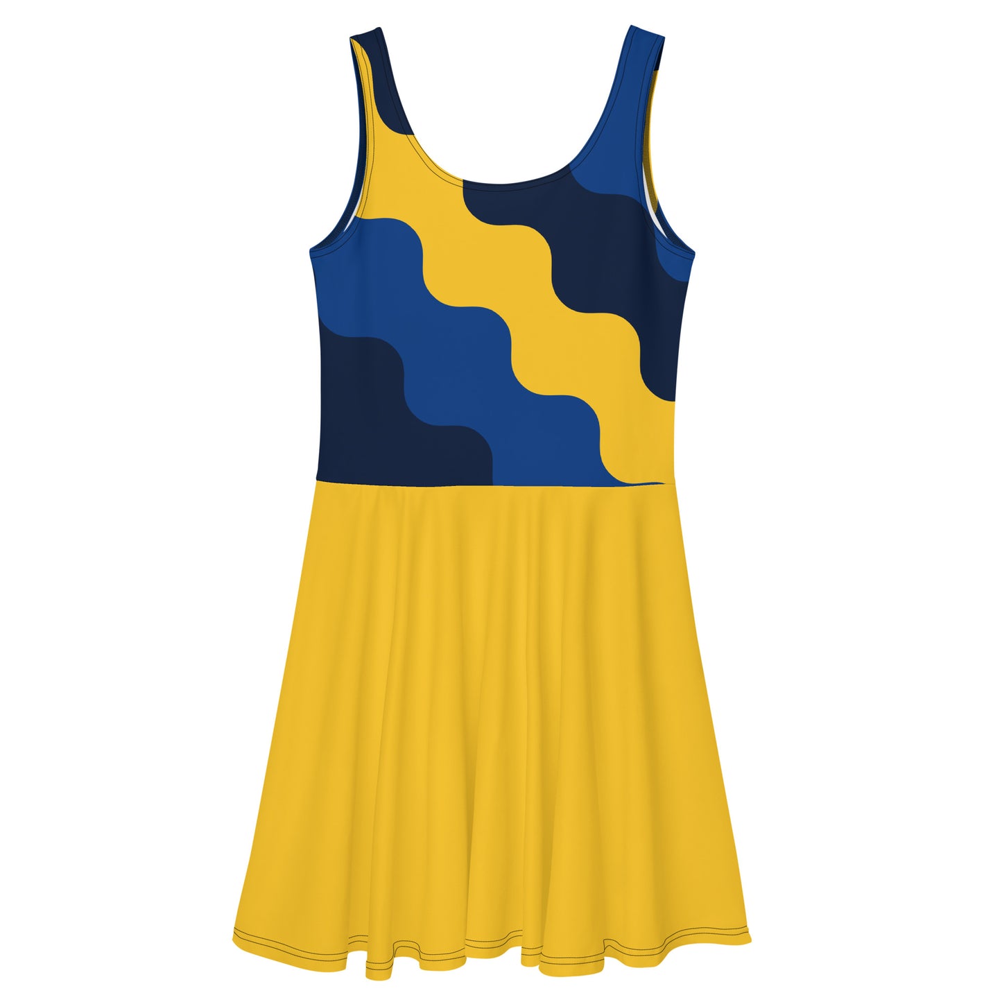 D.J. Domo "Cursive Top" Skater Dress Gold/Blue/White