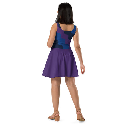 D.J. Domo "Cursive Top" Skater Dress Purple/Blue/White