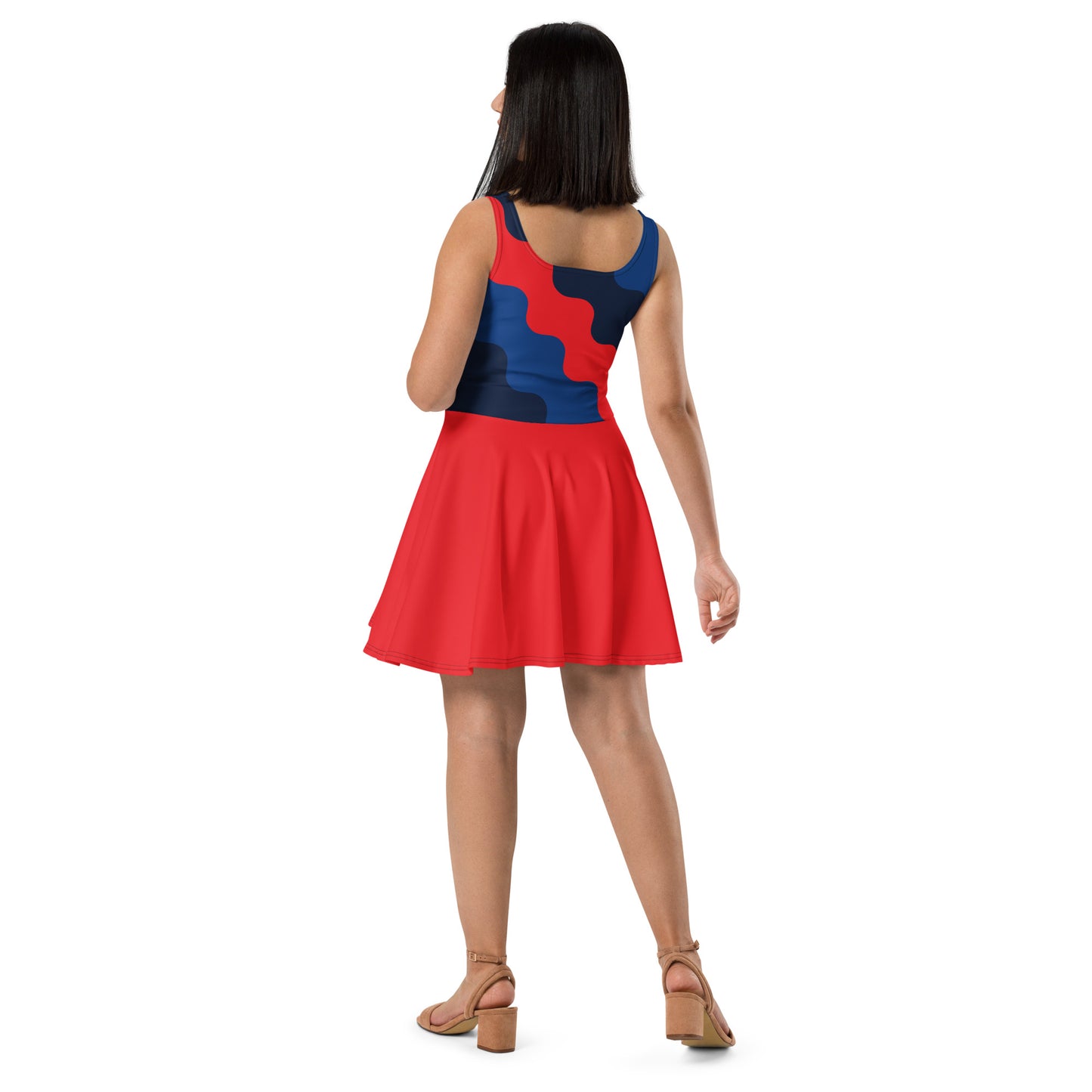 D.J. Domo "Cursive Top" Skater Dress Red/Blue/White