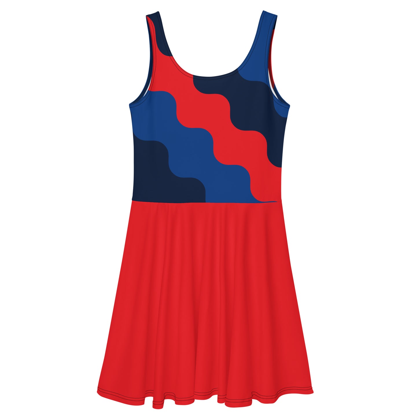 D.J. Domo "Cursive Top" Skater Dress Red/Blue/White