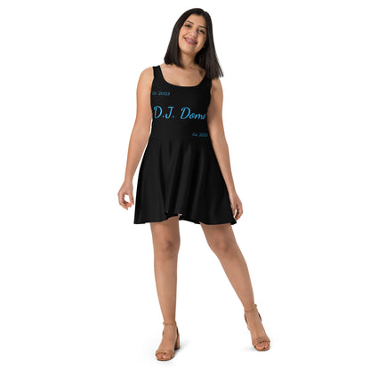 D.J. Domo "Cursive" Skater Dress Black/Light Blue