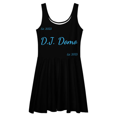 D.J. Domo "Cursive" Skater Dress Black/Light Blue