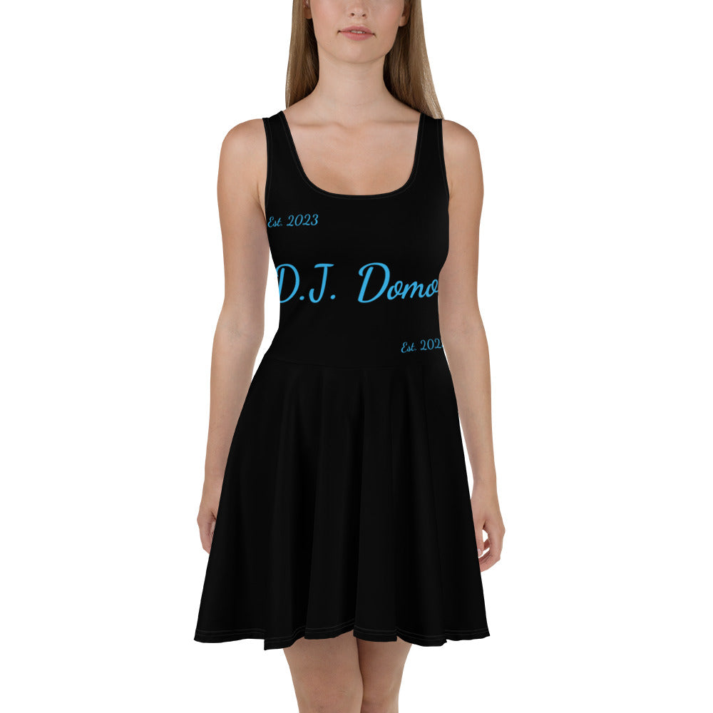 D.J. Domo "Cursive" Skater Dress Black/Light Blue