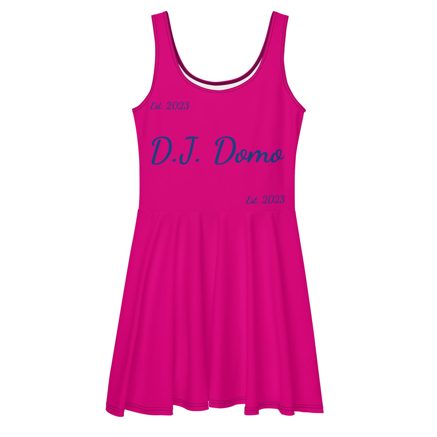 D.J. Domo "Cursive" Skater Dress Pink/Blue