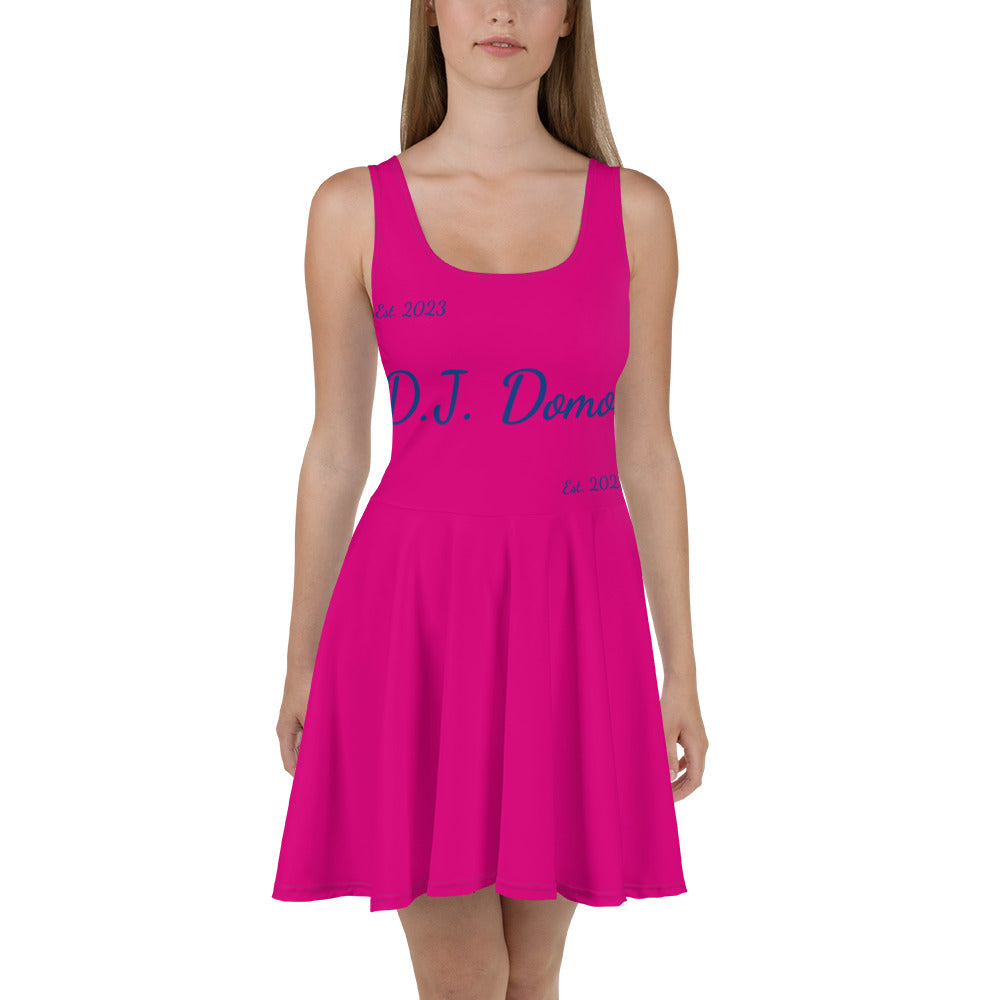 D.J. Domo "Cursive" Skater Dress Pink/Blue