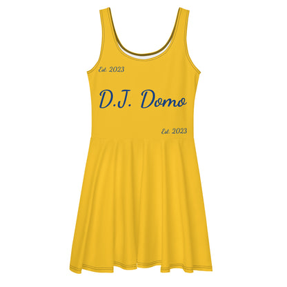 D.J. Domo "Cursive" Skater Dress Gold/Blue